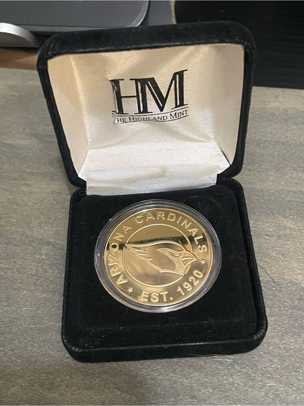 NFL Arizona Cardinals Gold Commemorative Coin in Black Display Case